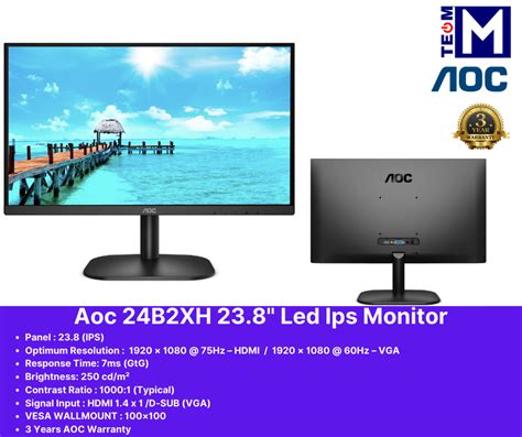 Aoc B Xh Full Hd Led Monitor Sided Frameless Ips Hz