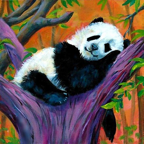 Sleeping Panda In A Tree Contemporary Art