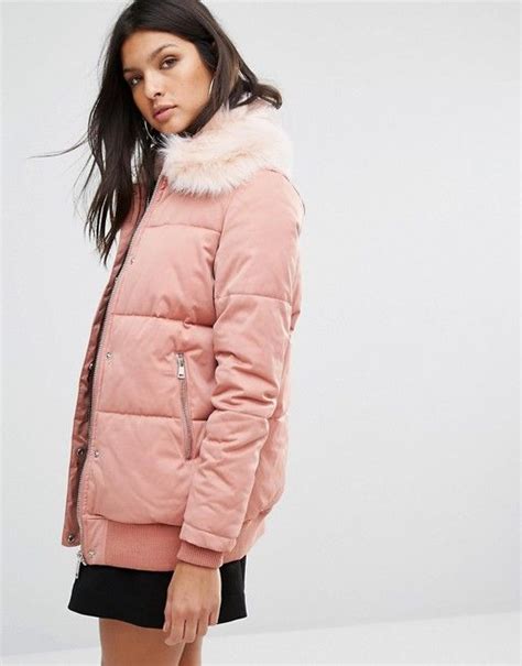 Chaqueta De Plumas Con Cuello De Piel Sint Tica De River Island Asos