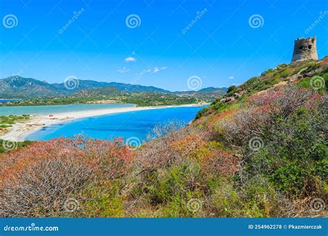 Beautiful View Of Villasimius Lagoon Beach And Azure Sea Water From