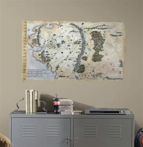 The Hobbit Middle Earth Map Peel & Stick Giant Wall Decals | WallDecals.com