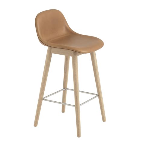 Muuto Bar Fiber Stool Wood Base With Backrest Upholstered Connox