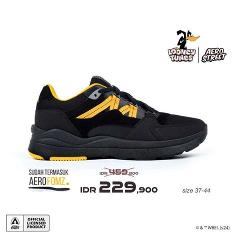 Jual Aerostreet X Looney Tunes Daffy Duck 37 44 Hitam Abu Tua Kuning