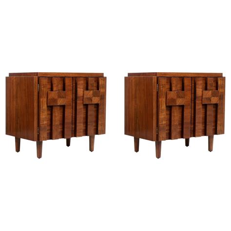 Mid Century Modern Stacatto Geometric Night Stands By Lane Furniture