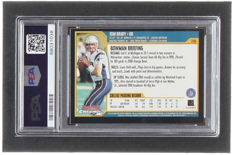 Tom Brady 2000 Bowman Chrome 236 RC PSA 8 Pristine Auction