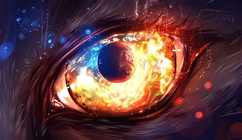 1024x600px | free download | HD wallpaper: Artistic, Eye, Fire, Planet ...