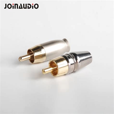 Hi End Rca Male Plug Adapter Audio Phono Gold Plated Solder Connector Audio Connector And