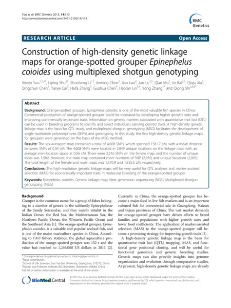 Construction Of High Density Genetic Linkage Maps For Orange Spotted