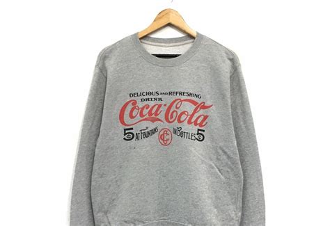 Coca Cola Crewneck Sweatshirt Big Logo Spell Out Pullover Etsy