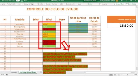 Planilha Para Ciclo De Estudos Revis Es Programadas Dicas Anatomil