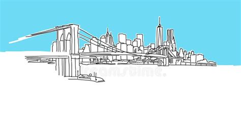 New York City Un Fond Dabrégé Sur Dessin Au Trait Illustration De Vecteur Illustration Du