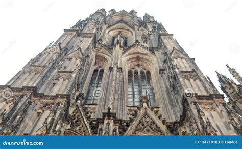 Pan Tilt Up View Of Cologne Cathedral Koelner Dom Exterior In Germany