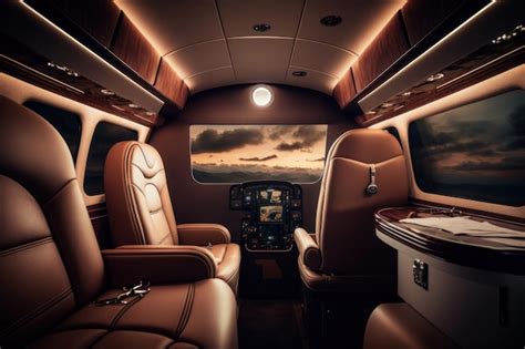 Premium AI Image | Interior of luxurious private jet with leather seats ...