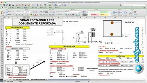 Excel Para El DiseÑo Viga Doblemente Armada Y Simplemente Armada Calculo De