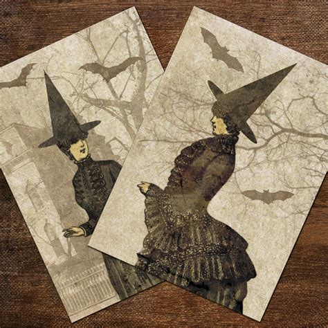 Victorian Witches Digital Collage Sheet 2 5x3 5in Halloween Etsy