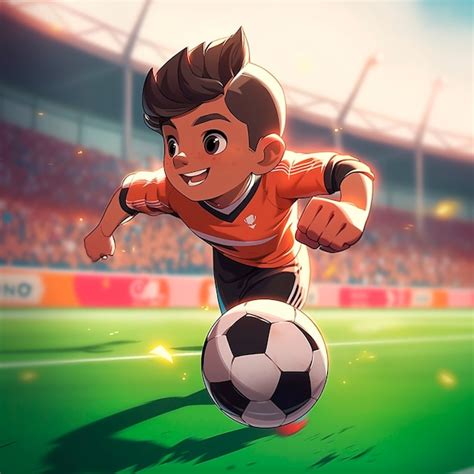 Kids playing soccer cartoon | AI-generated image