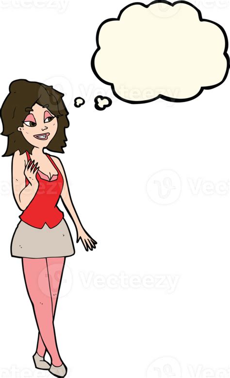 Cartoon Attractive Office Woman With Thought Bubble 45048362 Png