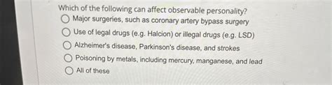 Solved Which Of The Following Can Affect Observable Chegg