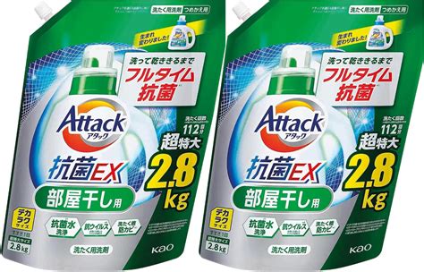 Amazon 【jp限定】 デカラクサイズ アタック抗菌ex 部屋干し 洗濯洗剤 液体 乾くまでスタミナ消臭 詰替え用