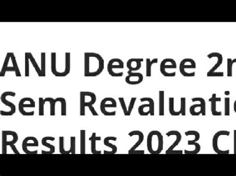 Anu Degree Nd Semester Revaluation Result Released Date Out How