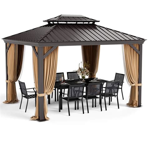 Egeiroslife Ft X Ft Double Roof Hardtop Aluminum Patio Gazebo