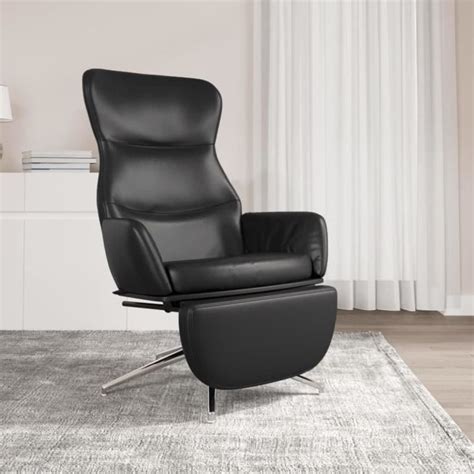 Atyhao Chaise De Relaxation Avec Repose Pied Noir Brillant Similicuir