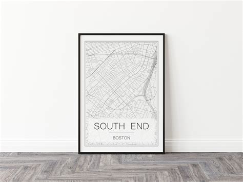 South End Boston Massachusetts Map Print Printable Street | Etsy