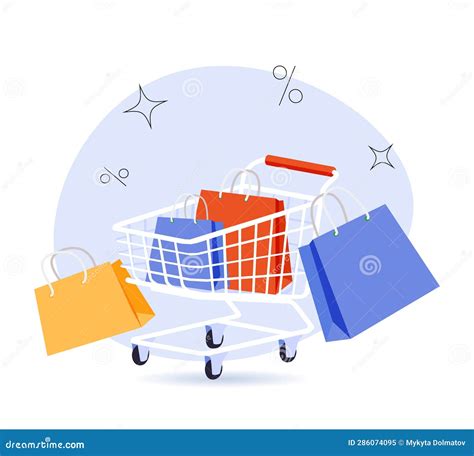 Shopping Cart With Cloud For Online Shopping And Digital Marketing