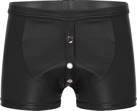 inhzoy Herren Boxershorts Wetlook Leder Optik Briefs Slip Männer