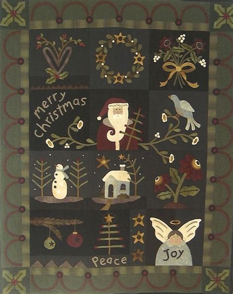 Primitive Folk Art Wool Applique Quilt Pattern By PrimFolkArtShop