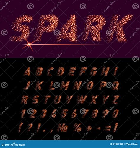 Spark Font stock vector. Illustration of shine, shiny - 67867318