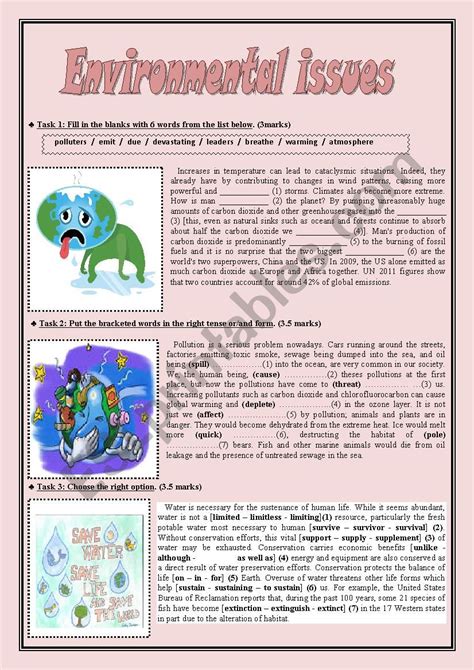 Environmental Problems Task English Esl Worksheets For Ea