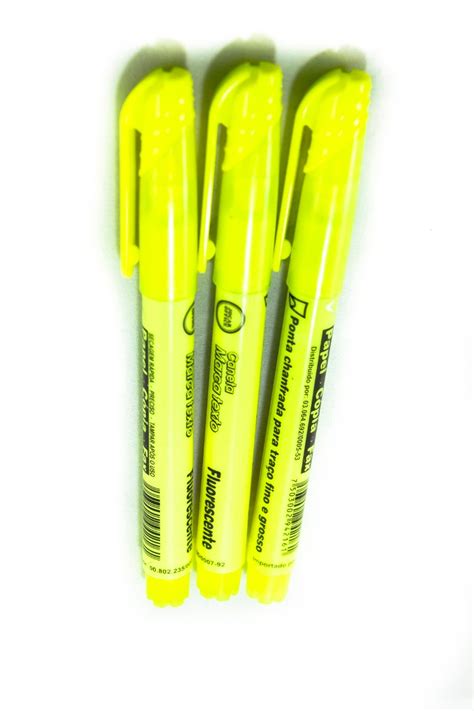 Caneta Marca Texto Amarelo Fluorescente Caixa C 12 Unidades R 16 60