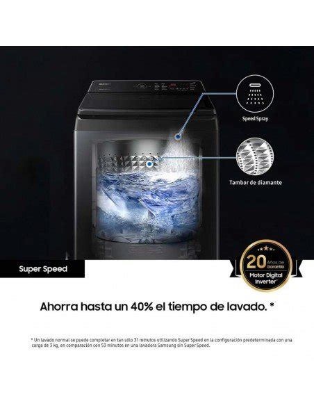 Lavadora Samsung 19 Kg Carga Superior EcoBubble Negro WA19CG6745BV CO