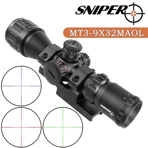 Sniper Compact Rifle Scope Mil Dot Rgb Front Ao W Picatinny