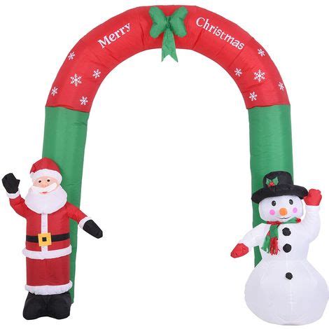 Arco Gonfiabile Natalizio Con Babbo Natale E Pupazzo Di Neve 250x200cm