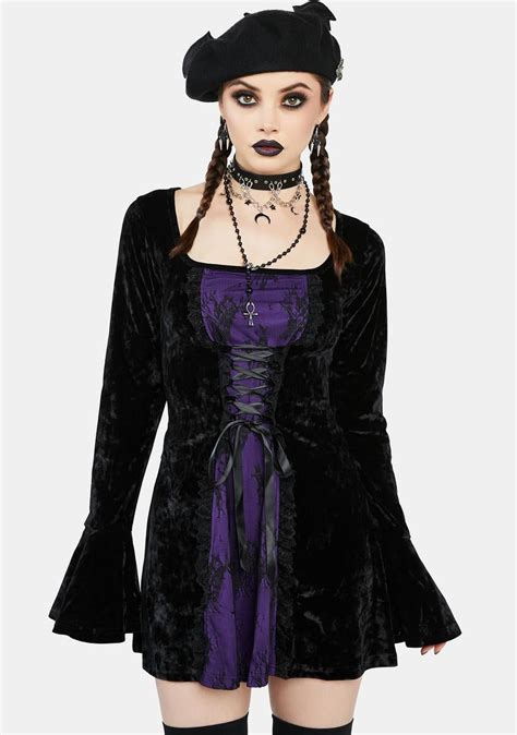 The Grave Girls Lace Crushed Velvet Mini Dress Black Dolls Kill