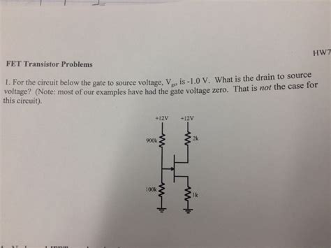 Solved Hw7 Fet Transistor Problems 1 For The Circuit Below