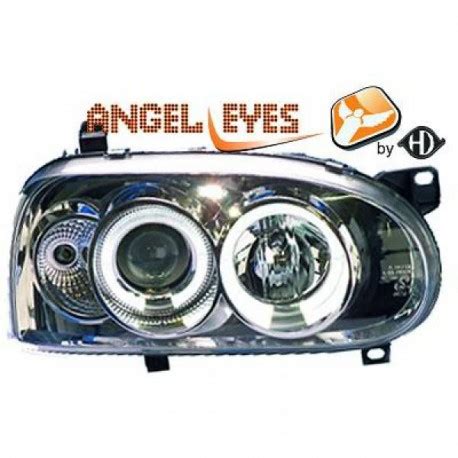 Set De Deux Phares Avant Angel Eyes Blanc Fond Chrome Vw Golf Iii