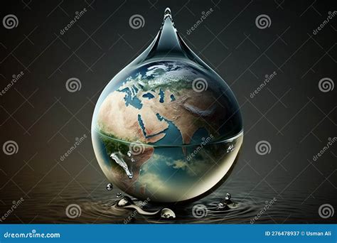 A earth water droplet. AI stock illustration. Illustration of ...