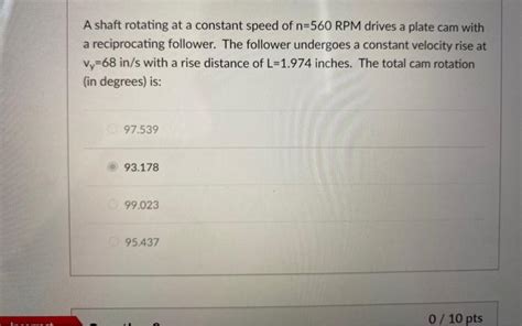 Solved A Shaft Rotating At A Constant Speed Of N Rpm Chegg