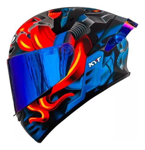 Capacete Kyt Tt Course Fuselage Viseira E Aerofolio Azul