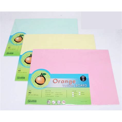 10 Sheets Orange Vellum Board Colored Specialty Board 200gsm Size A3