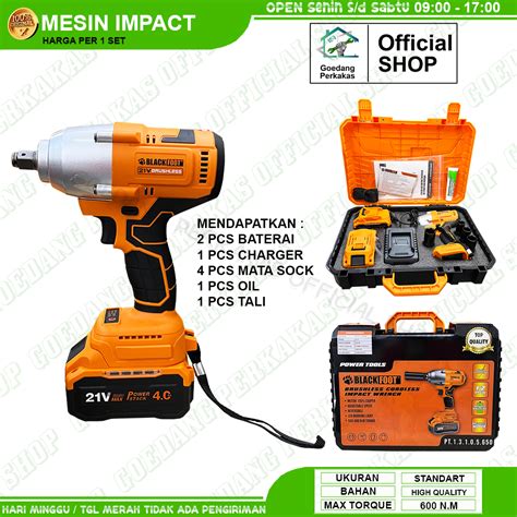 Jual Mesin Bor Baterai Impact Wrench Cordless Volt Blackfoot Buka