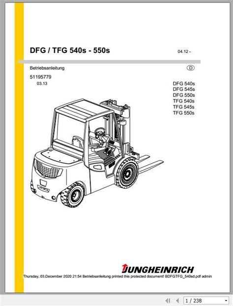 Jungheinrich Forklift Dfg Tfg S S Operating Manual De Auto