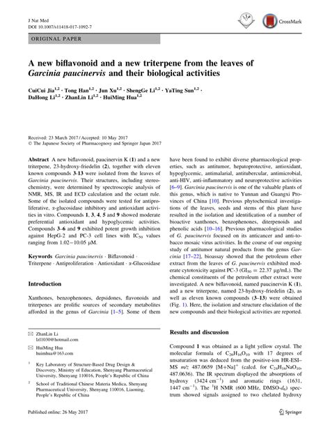 Pdf A New Biflavonoid And A New Triterpene From The Leaves Of