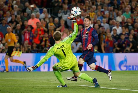 barcelonas lionel messi carves  bayern munich  champions league