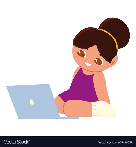 Girl Using Laptop Royalty Free Vector Image Vectorstock