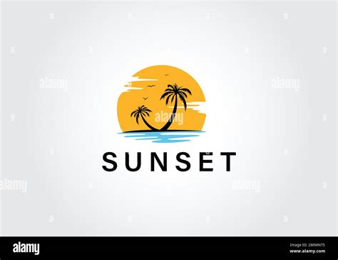 Sunset Summer Beach Logo Design Template Stock Vector Image Art Alamy