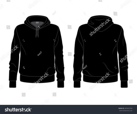 Black Mens Hoodie Template Front Back Stock Vector (Royalty Free ...